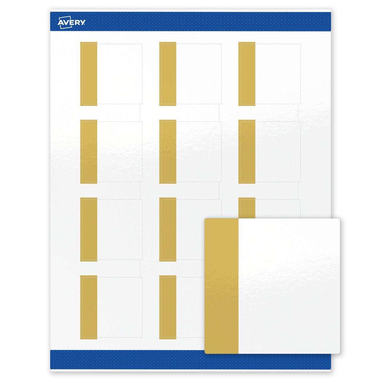 Avery Printable Square Labels, Gold-Dipped Edge, 2" x 2", Glossy White Square Labels, Permanent, Laser/Inkjet, 120ct, Great for Product Labels